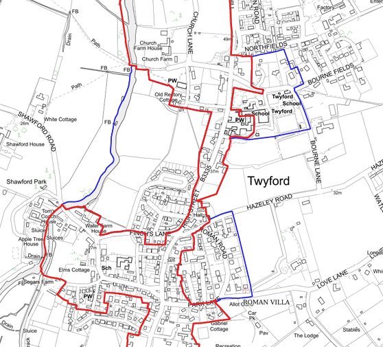 Map of Twyford Conservation Area Boundary